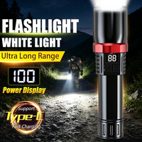 High Strong Power LED Flashlights Poweful Tactical Torch with Display Light USB Charging Camping Fishing Defensa Zoom Lantern