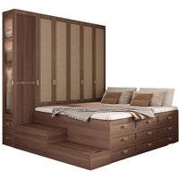 Tatami bed wardrobe integrated with bedside table large capacity storage bedroom wardrobe