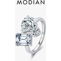MODIAN Real 925 Sterling Silver Luxury Geometric Dazzling Emerald Cut Zirconia Ring For Women Classic Wedding Fine Jewelry Gifts
