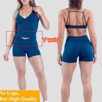 Vision Twist Front high support sports bra long slim fit top with seamless gathering chest paired with V-waist shorts yoga set