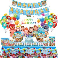 Cocomelon Birthday Decoration Kit for Kids - Cartoon Balloon Plate Tablecloth Banner Baby Shower Party Supplies for Boys & Girls