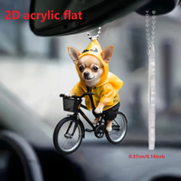 2D Cute Chihuahua Pendant Acrylic Puppy Keychain Charm For Car Mirror Backpacks Hanging Ornament Festive Party Decor & Gift