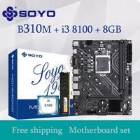 H310M Gaming Motherboard SOYO i3 8100 CPU RAM Memory 8G*1TPM2.0 PC Combo Intel LGA1151 PCIE3.0X16 HDMI VGA M.2