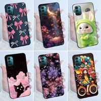 For Nokia G21 G11 Plus Case Cute Love Rabbit Cartoon Black TPU Silicone Soft Cover For NokiaG21 G 11 G11Plus Bumper Phone Case