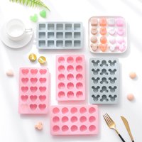 Simple Heart Ice Cube Silicone Mold Frozen Round Chocolate Resin Mould Square Plastic Ice Making DIY Cake Model Party Decoration