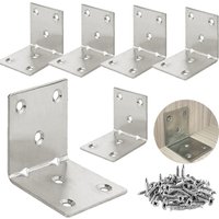 6 Pcs L Bracket Stainless Steel Metal Angle Bracket for Cabinet Bed Heavy Duty L Bracket Shelf Bracket 90 Degree Right Angle