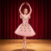 Girls' Pink Floral Embroidered Ballet Tutu Dress High Quality Children Girls Women Adult Performance Dance Costumes