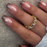 24PCS Brown Chrome-Plated Pressed Medium-Sized Square False Nails Fully Cover The Nails With Mirror-Like Luster