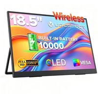 UPERFECT QLED 18,5" 100Hz Kabelloser Tragbarer Monitor mit Wiederaufladbarem 10000mAh Akku, Unterstützt AirPlay Miracast 1080P FHD Reisemonitor USB-C HDMI Externer Bildschirm 2. Bildschirm für Laptop,
