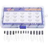 15Values 200pcs Electrolytic Capacitor Organization Storage 0.1-220uF Capacitors Assortment Box Kit 0.1UF 220uF
