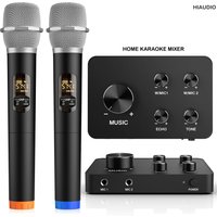 smart tv hd karaoke home theater wireless microphone karaoke mixer system with hd-mi port audio i/o support wired mic connect
