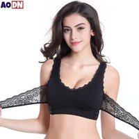 S-4XL Cross Side Buckle Sports Bra Sexy Lace Womens Underwear Thin No Rims Together Brassiere Seamless Shock-proof yoga Bralette