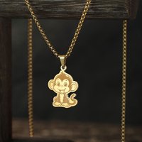 Kinitial Cute Monkey Pendent Necklace For Women Men Stainless Steel Animal Charms Necklaces Choker Chain Jewelry