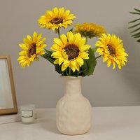 1PC,Sunflower Artificial Flowers Bouquet Realistic Outdoor Garden Autumn Decoration Home Floral Arrangement Wedding Decor