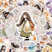 60 Cute Doodle Sticker Set, Vibrant Stickers and Decals, Multiple Styles Without Duplication, Suitable for Water Bottles, Laptops, Suitcases, Skateboards, Guitars, Party Decorations