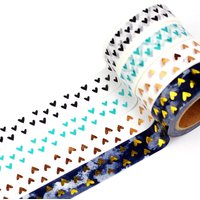 1PC 10M Decorative Cute Japanese Paper Washi Tape Hearts Set Copper Foil Black DIY Planner Masking Tapes School Supplies
