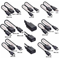 Mini MICRO USB Type-C Female To 2 X Mini USB USB-B Type-c Male General Splitter Y Extension Charging+Data Adapter Y Cable 30cm