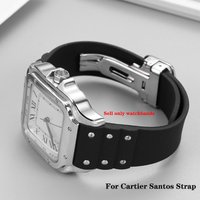 For Cartier Santos strap Silicone bracelet High quality Rubber black blue watchband for Waterproof rubber band 21mm wristband