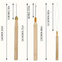 1/3/5/12PCS wooden handle crochet hook cover, used for making lace wigs, knitting micro ring hair extensions and weaving tools