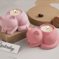 3D Cat Candle Holder Silicone Mold Candlestick Jar Cup Silicone Mould Animal Shaped Storage Box Molds Home Decoration