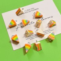 10pcs Rainbow Multi-layered Cake Resin Charms Cute Food Small Pendant For Earring Jewelry Make DIY Decor Necklace Bracelet Charm
