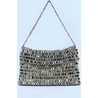 Retro metal sequin silver bag for women's 2024 new bag, hand woven high-end feel handbag, shoulder and underarm bag