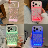 Change Color Luminous Call Light Up Flash Floral Print Phone Case For iPhone 17 Air 16 15 13 12 11 14 Pro Max Plus X XSMax Cover