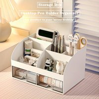 6-compartment Desk Organizer with 2 Drawers, Plastic Cosmetic Storage, Desktop Organizer Set, Pencil Holder, Perfect for Storage