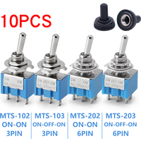 10pcs ON-OFF-ON / ON-ON Miniature Toggle Switches Mini MTS-102 103 202 203 Power Button Switch Car