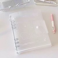 A5 Transparent Cute White Printing PP Twill DIY Binder Photocards Collect Book Diary Agenda Planner DIY Cover Album Stationery