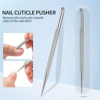 Nail Double-Ended Pusher Nail Cuticle Remover Stainless Steel Orange Wood Stick Bevel Steel Pusher Dotting Pen Nail Salon