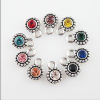 20Pcs Mixed Crystal Tibetan Silver Plated Flower Charms Pendants 8x11.5mm HCJBAB