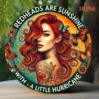 2D Flat Printing, a Red-Haired Woman, Warmth And Storm, Metal Sign Design, Suitable for Home, Office, Bedroom Decor