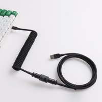 【LANO】Mechanical Keyboard Coiled Cable USB A to TypeC with GX16 Detachable Aviator Coiled Power Cable Double Sleeved 8k Polling