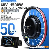 Ebike Conversion Kit 48V 1500W Rear Hub Motor Wheel Dropout 135-142mm 20-29in700C for Mountain Bike Electric Bike Conversion Kit