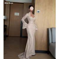 Mina Customized Ivory White Elegant Party Dresses for Special Occasions Puff Sleeves Luxurious Evening Dresses Brands Fish Tail