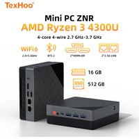 TexHoo MINI PC AMD Ryzen 3 4300U Windows 11 Pro 16G DDR4 512G NVME Pcle3.0 SSD 2.5GLAN*2 WIFI6 BT5.2 Dual Channel Desktop PC