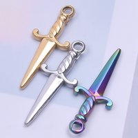 5pcs Mini Sword Charms Knife Gothic Charm for Jewelry Making Supplies Stainless Steel Pendant DIY Necklace Accessories Materials