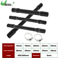 UXCELL 300mm 400mm Long Car Silicone Corrugated Pipe Threaded Hose Inlet Outlet Joint Hose with Clamps 16/20/22/25/30/35/38mm ID