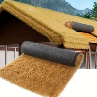 Artificial Thatched Roof Roll Synthetic Turf Outdoor Decorative Roofing Material for Bars Cottages Gazebos Farmhouses - Plastic