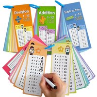 Wipeable Math Training Cards, Addition, Subtraction, Multiplication, Division, Kids Math Practice, Montessori Teaching Aid