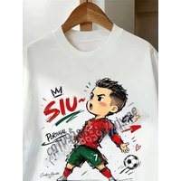 Cute Version Portugal SIU Celebration Cartoon Graphic T-Shirt Fan Commemorative Edition Short Sleeved Summer Adult Kid'S T-Shirt