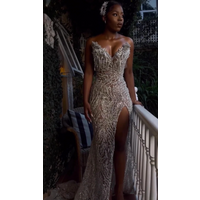 Sparkly Long Prom Dresses For Black Girls V-neck Slit American African Evening Gowns Birthday Party Robe Customized