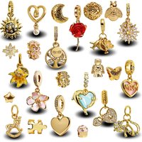 Original Charm Beads,Tangled Sundrop Flower Charm,Engravable Heart Tag Dangle Charm Bead Fit Pendant Bracelet Women Jewelry Gif