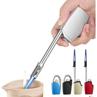 Metal Folding Hose Spray Gun Lighter Windproof Portable Inflatable Blue Flame Turbo Butane Gas Candle Kitchen Lighter