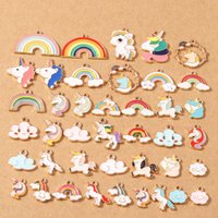 10pcs/lot Enamel Cloud Rainbow Charms Cute Unicorn Charms Pendants for Making Necklace Earrings DIY Jewelry Accessories