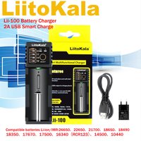 LiitoKala Lii-100C Lii-100 3.7V Li-Ion 1.2V Ni-MH-Cd 2A USB Smart Charger for 18650 18350 26650 16340 RCR123 14500 Batteries