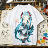 2026 Hatsune miku animation peripheral short-sleeved Woman t-shirts kawaii dimensional student clothes T-shirt Men's Shirts