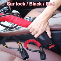 Car Steering Wheel Lock, Seat Belt Lock, Anti-Theft Device, Fit Most Vehicle,Automotive Reinforced Cable Lock (Red Black)
