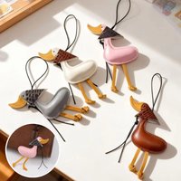 FTCY Cute Hanger Scarf Duck Pendant Cartoon Keychain For Women Men Leather Duck DIY Bag Charm Keychain Gift Accessories